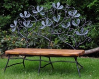Садово-парковая кованая скамья с деревянным топом Эдем